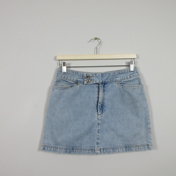 GAP Denim Mini Micro Skirt 4 Blue 100% Cotton Pockets Casual Brat Y2K Vtg 310 - Picture 1 of 12